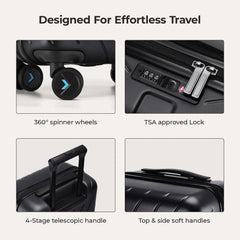 Daren 16-20 Inch Lightweight Hardside Carry-On Suitcase