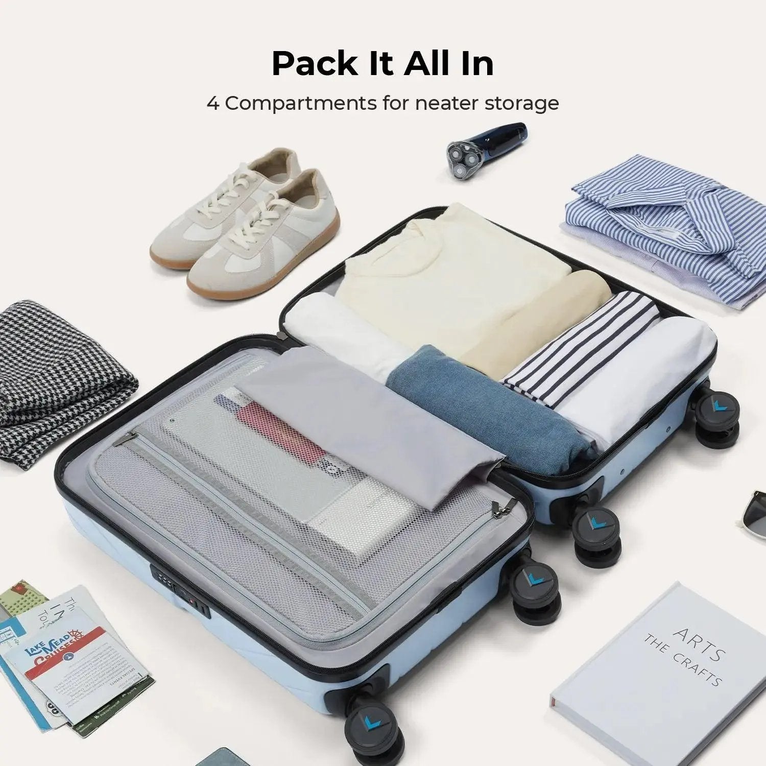 Daren 16-20 Inch Lightweight Hardside Carry-On Suitcase